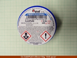 Cínová pájka Sn60Pb40, ø0,7mm, 100g
