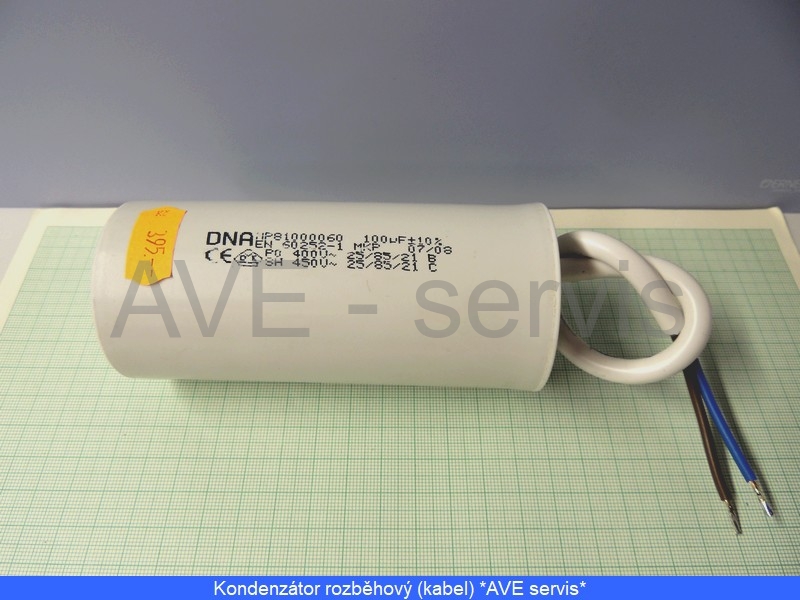 Kondenzátor rozběhový 100uF/400V Kabel