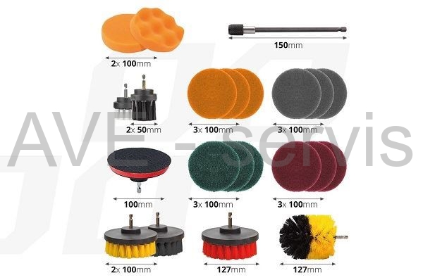 Sada čistících kartáčků 22ks Drill Brush Set