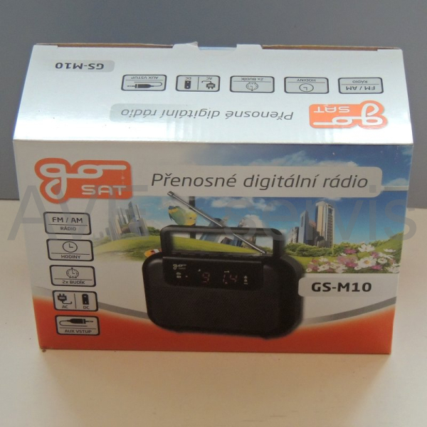 Přenosné rádio FM/AM goSAT GS-M10 s digi laděním a budíkem