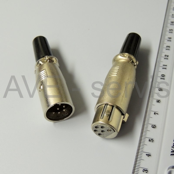 XLR6 set šestikolíkového kabelového konektoru a vidlice