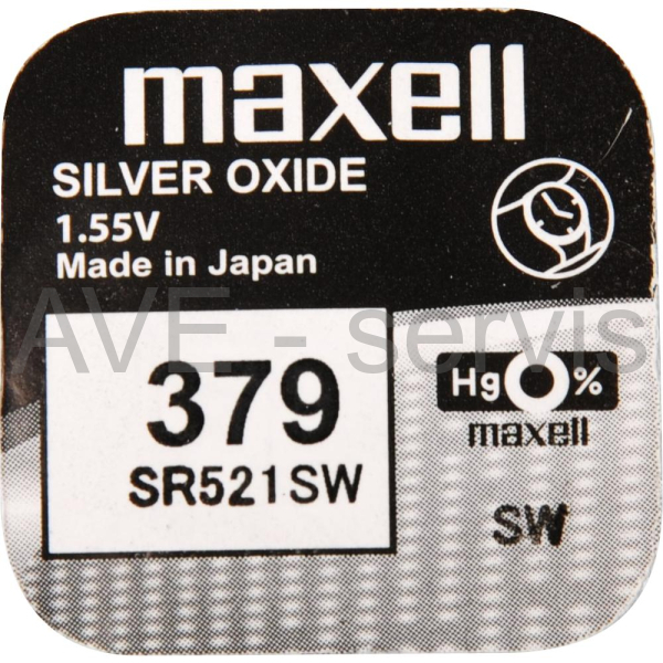 Baterie hodinková 379/SR521SW/V379 maxell Silver Oxid 1,55V