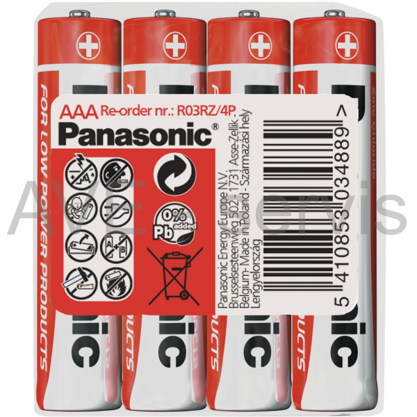 Baterie ZinkoUhlíkové AAA Panasonic LR03 1,5V mikro 4ks