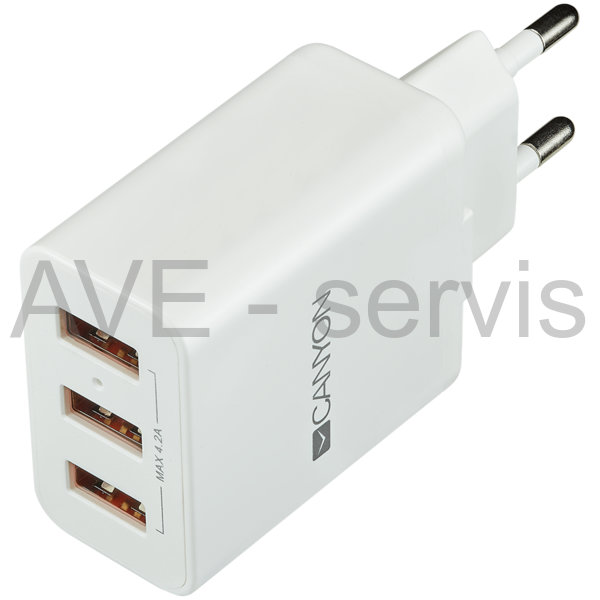 CANYON univerzální 3x USB nabíječka do sítě s ochranou proti přepětí CNE-CHA05W
