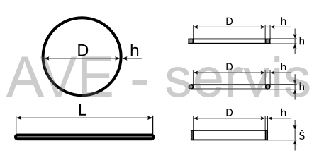 Řemínky čtvercové s průřezem 1,2x1,2mm v průměrech  50-89mm