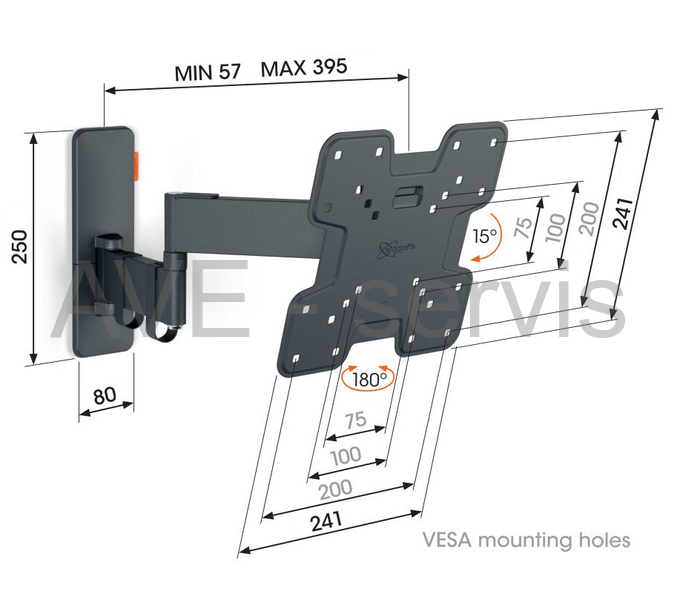  Držák LCD/LED TV Vogels s ramenem TVM 1243 černá